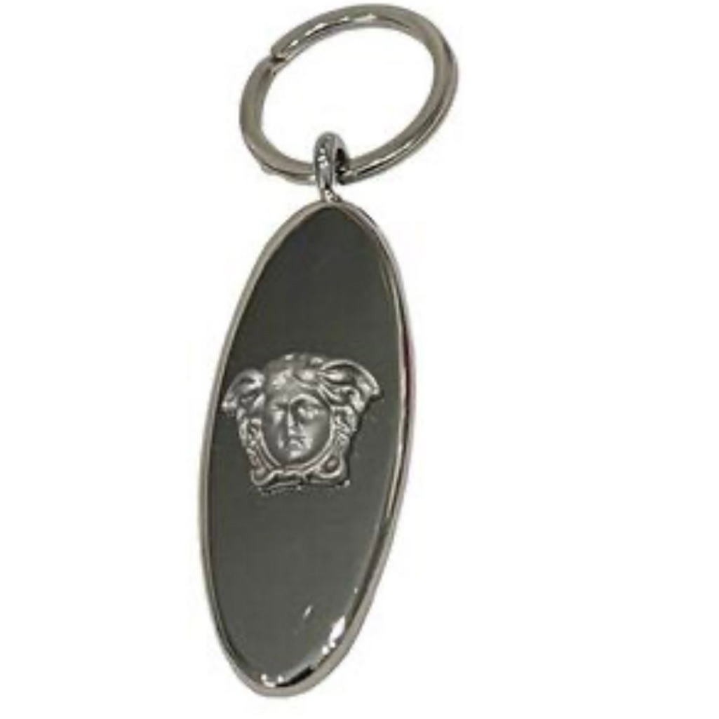 Preowned Vintage Versace Silver Keychain With Silver Medusa